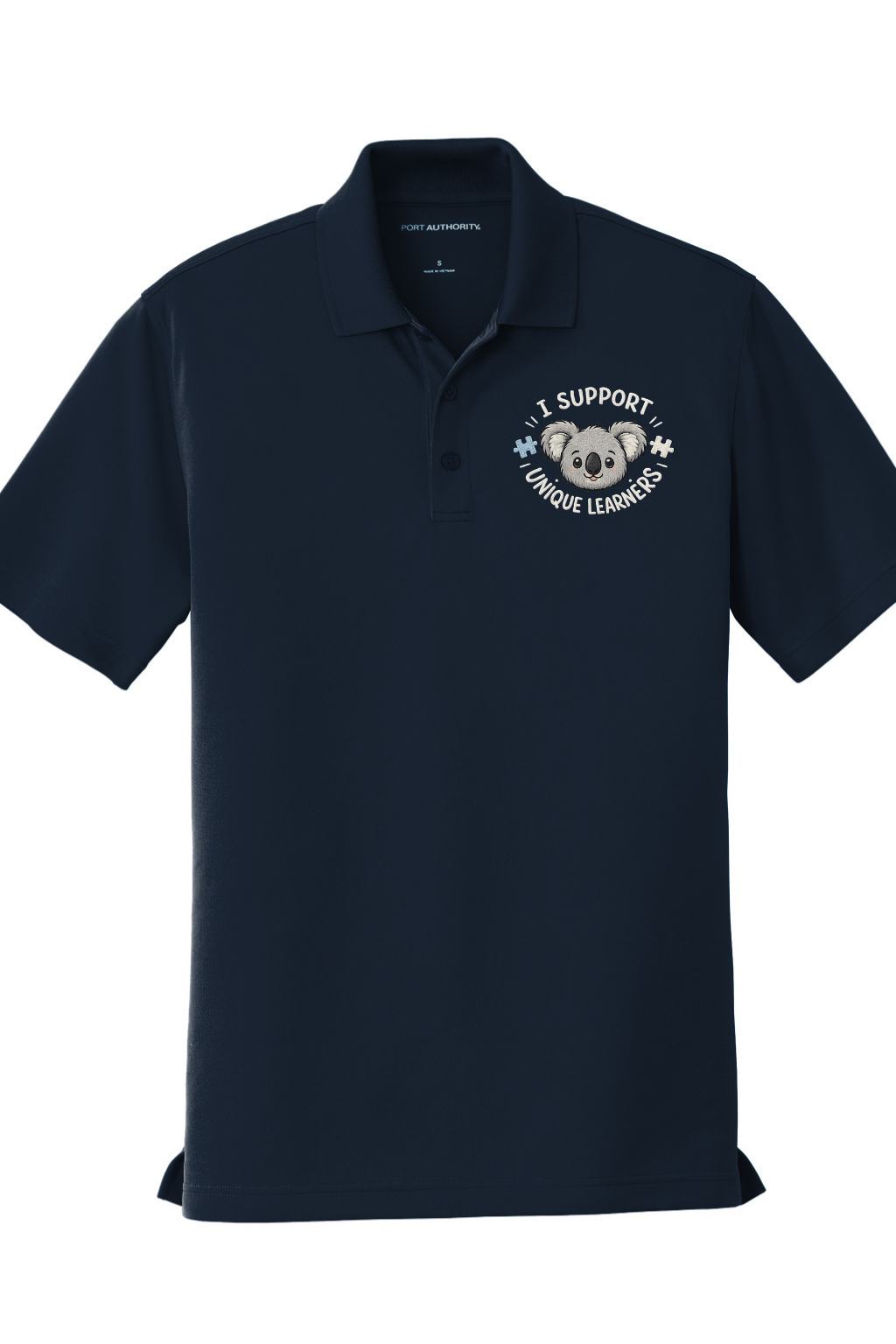 I support unique learners collared shirt