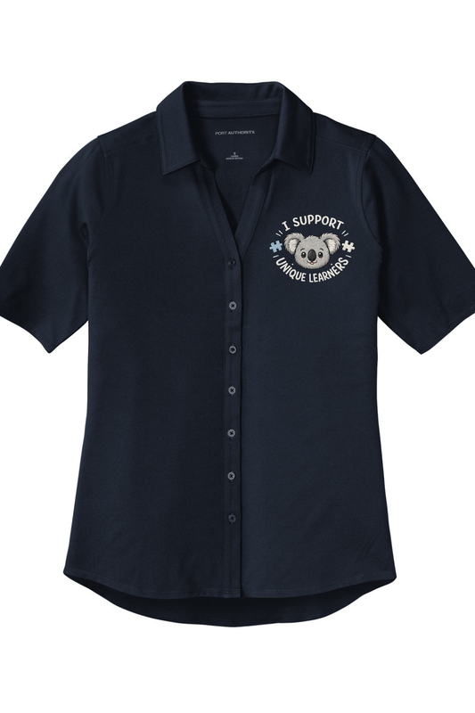 I support unique learners collared shirt